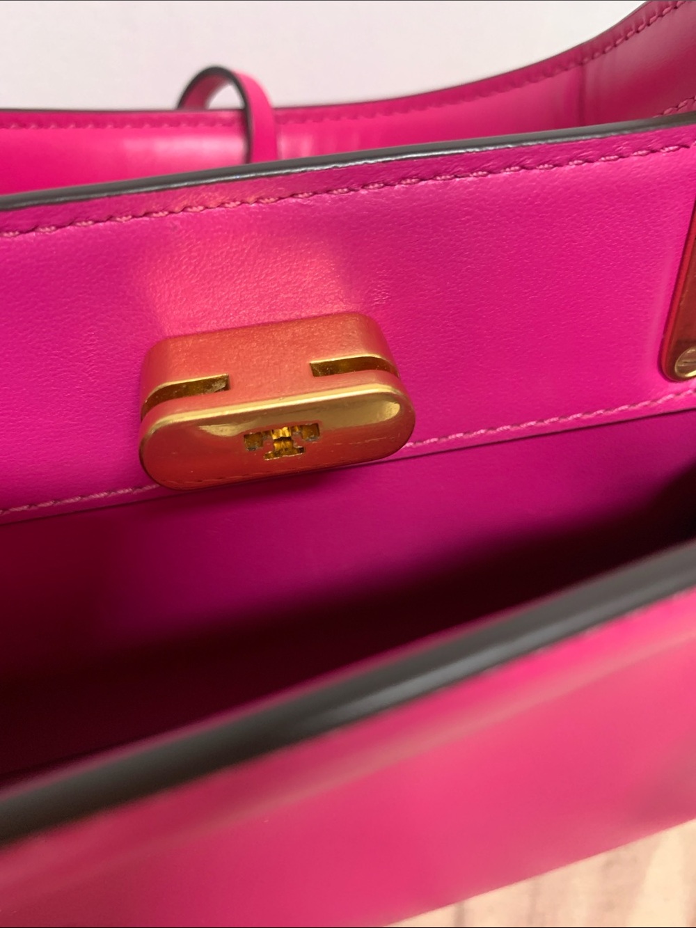 Tory Burch Hot Pink Mini Top-Handle Bag with Gold Hardware - Picture 10 of 12